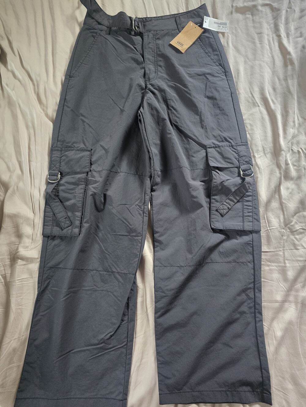 New VANS Women’s Cobra Cargo Pants High Rise 26 Imperfect Asphalt Gray Punk Alt